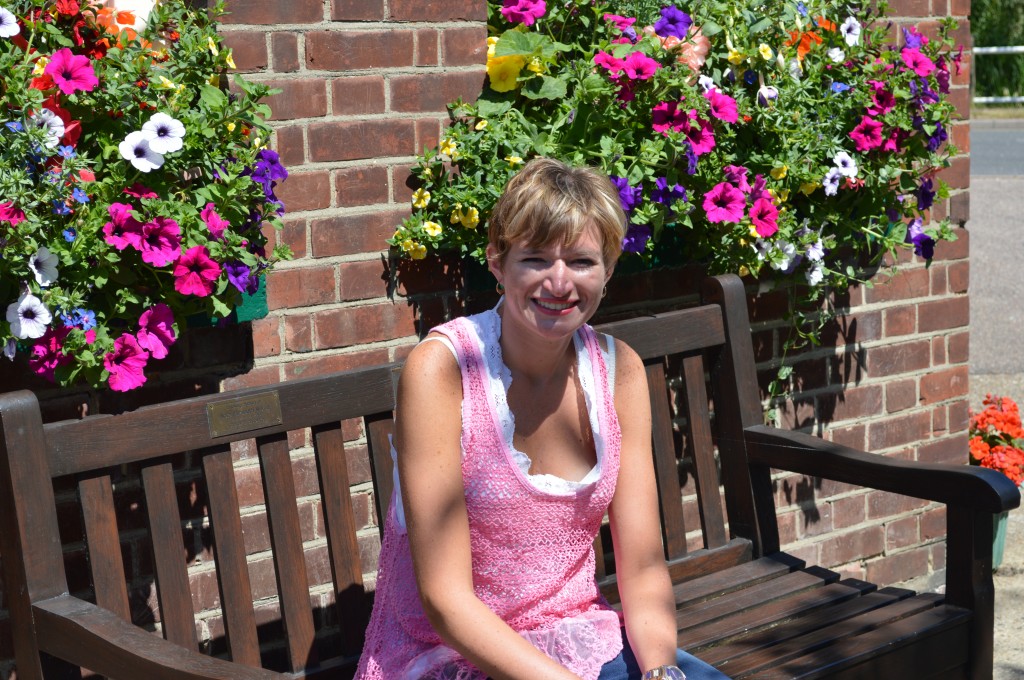 Kim Garrard outside The Bricklayers Arms, Stondon Massey